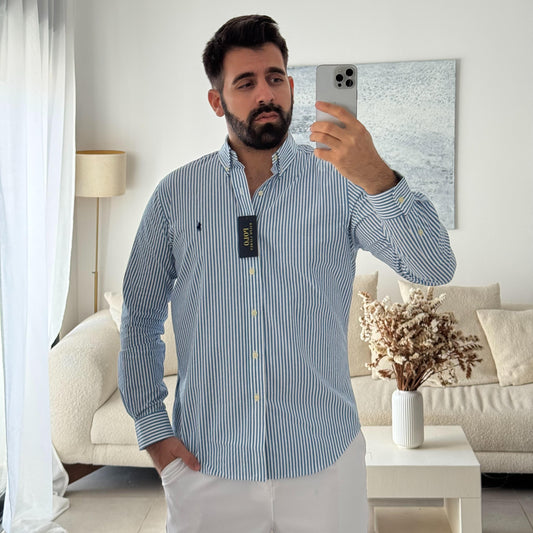 Polo Ralph Lauren Men’s Blue & White Striped Button-Down Shirt